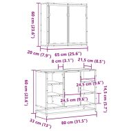 Комплект мебели за баня от 2 части, черен, инженерно дърво