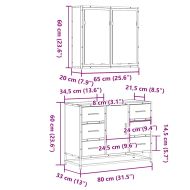 Комплект мебели за баня от 2 части, кафяв дъб, инженерно дърво