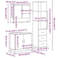 Комплект шкафове за баня от 3 части дъб сонома инженерно дърво