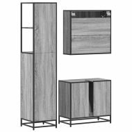 Комплект мебели за баня от 3 части сив сонома инженерно дърво