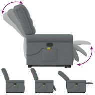 Изправящ масажен реклайнер стол,тъмносив, текстил