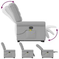 Изправящ масажен реклайнер стол, облачно сив, текстил