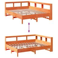 Легло с етажерка за книги, без матрак, 135x190 см, бор масив