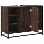 Шкаф за мивка за баня, кафяв дъб, 80x33x60 см, инженерно дърво