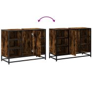 Шкаф за мивка за баня, опушен дъб, 80x33x60 см, инженерно дърво