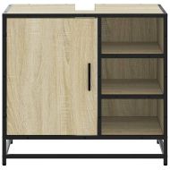 Шкаф за мивка за баня, дъб сонома, 65x33x60 см, инженерно дърво