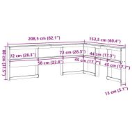 Табла за книги с L-образна, восъчнокафява, 135 см, дърво бор