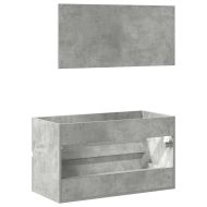 Шкаф за баня с огледало, бетонно сиво, инженерно дърво