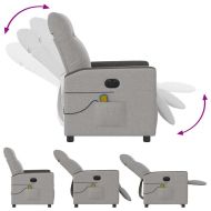 Електрически масажен реклайнер стол, облачно сив, текстил