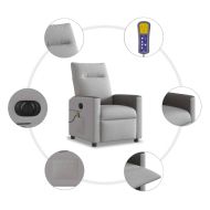 Електрически масажен реклайнер стол, облачно сив, текстил