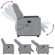 Електрически изправящ масажен реклайнер стол светлосив текстил