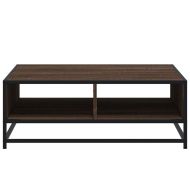 Кафе маса, кафяв дъб, 80x80x30 см, инженерно дърво и метал