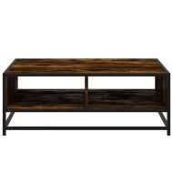 Кафе маса, опушен дъб, 80x80x30 см, инженерно дърво и метал