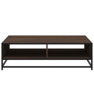 Кафе маса, кафяв дъб, 100x100x30 см, инженерно дърво и метал