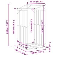 vidaxL Стойка за дърва за огрев с дъждобран, 100x100x200 см