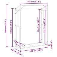 vidaxL Стойка за дърва за огрев с дъждобран, 150x60x200 см