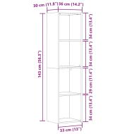 Библиотека, дъб артизан, 36x30x143 см, инженерно дърво
