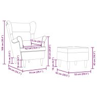 Фотьойл с табуретка за крака, светлосив, текстил