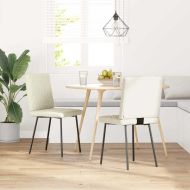 Трапезни столове, 2 бр, кремави, кадифе