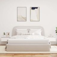 Нощни шкафчета за стена с LED осветление, 2 бр, бели