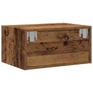 Нощно шкафче за стена с LED светлини, старо дърво