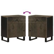 Нощно шкафче, черно, 50x33x60 см, мангово дърво масив