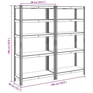 Стелажи с 5 рафта, 2 бр, антрацит, стомана и инженерно дърво