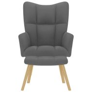 Релакс стол с табуретка, тъмносив, текстил