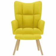 Релаксиращ стол с табуретка, светложълто, текстил