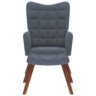 Релаксиращ фотьойл с табуретка, тъмносив кадифе