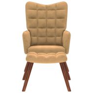 Релакс стол с табуретка Кафяв кадифе