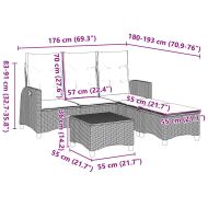 Градински комплект с възглавници L-образна, 3 части, полиратан