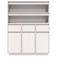 Висок шкаф, бял, 89x34x116,5 см, борово дърво масив