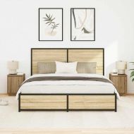 Нощни шкафчета с LED осветление 2 бр Дъб Artisan 38x34x50 cm