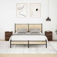 Нощни шкафчета с LED осветление 2 бр Кафяв дъб 38x34x50 cm