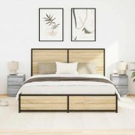 Нощни шкафчета с LED осветление 2 бр. сиво Сонома 38x34x50 см