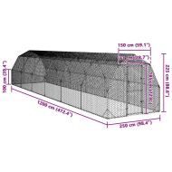 Пилешки бяг 2,5x12x2,25 m Поцинкована стомана