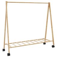 vidaXLL Стелаж за дрехи с рафтове и колела 106x34x106,5 cm Бамбук