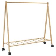 vidaXLL Стелаж за дрехи с рафтове и колела 106x34x106,5 cm Бамбук