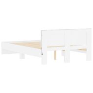 Рамка за легло с табла и LED, бяла, 140x200 см