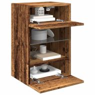 Стенни шкафове с LED светлини за телевизор 2 бр. старо дърво