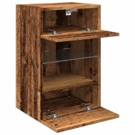 Стенни шкафове с LED светлини за телевизор 2 бр. старо дърво