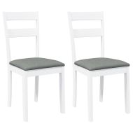Трапезни столове с възглавници 2 бр Бяла масивна дървесина гума