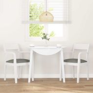 Трапезни столове с възглавници 2 бр Бяла масивна дървесина гума