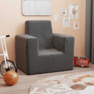 Детски диван, антрацит, мек плюш