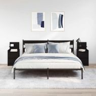 Нощни шкафчета с 2 чекмеджета 2 бр., черно 38x34x80 см