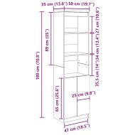 Висок шкаф, Бетонно сиво, 50x35x180 cм инженерно дърво