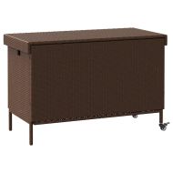 Градинска кутия за съхранение с колела Кафява 110x55x73 cm