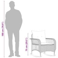 Градински люлеещ стол с възглавници черен полиратан