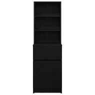 Нощно шкафче, черно, 39x35x125 см, инженерно дърво